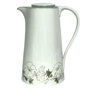 Watercolors Block Spal Portugal 'White Petunias' Long Spout 9" Coffee Pot w/Lid